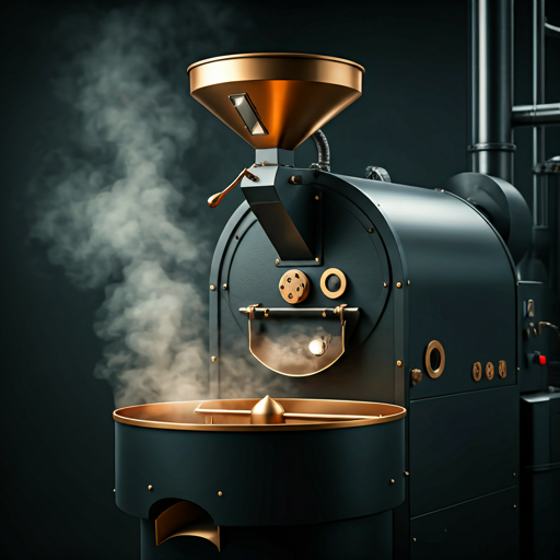 A roaster monitoring a vintage coffee roasting machine