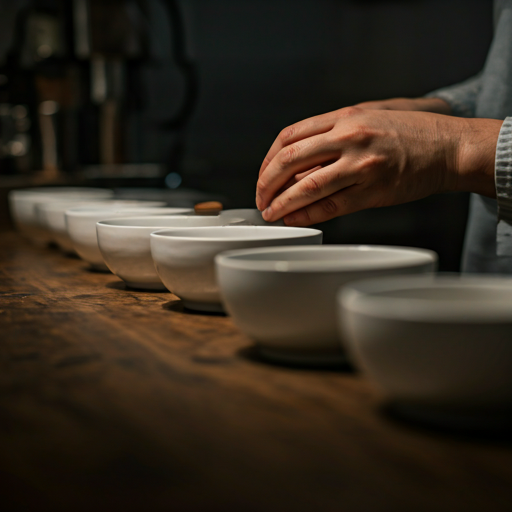 Hands cupping coffee during a sensory evaluation